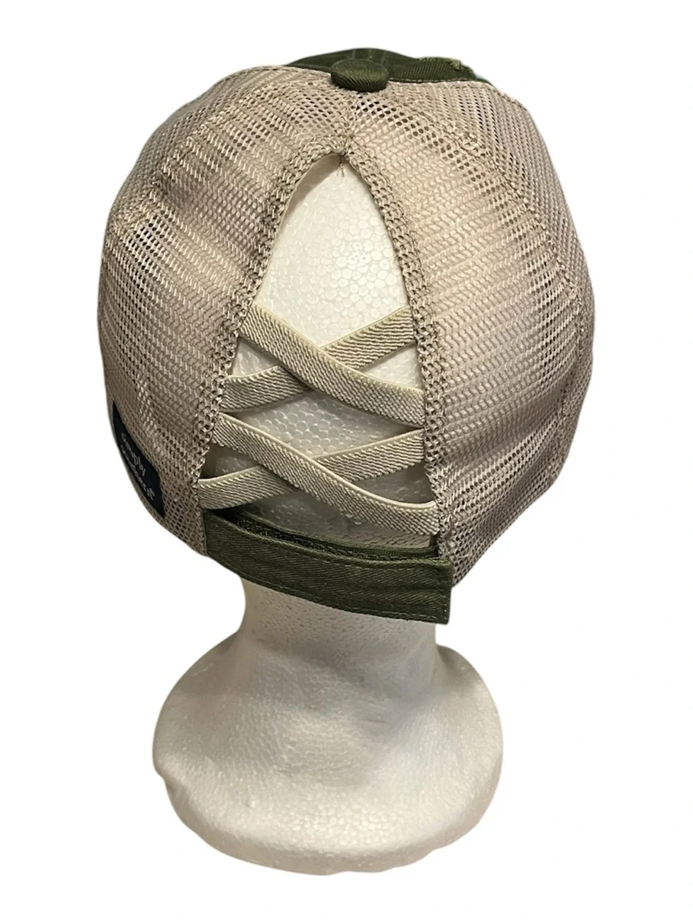 Simply Southern Olive 'Boy Mom' Distressed Trucker Hat